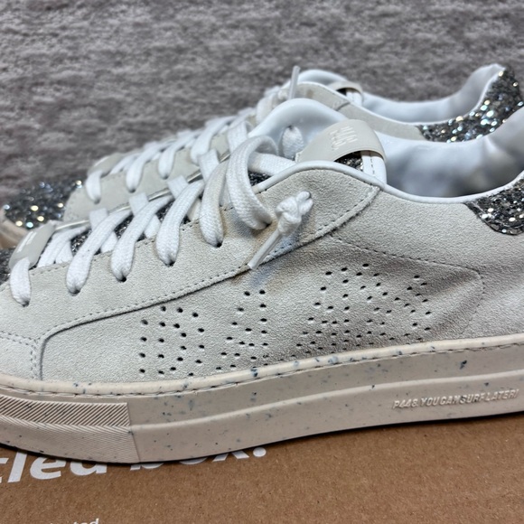 P448 Silver and White Glitter Sneakers - Picture 6 of 12